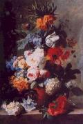 Jan van Huysum Still Life of Flowers in a Vase on a Marble Ledge oil on canvas